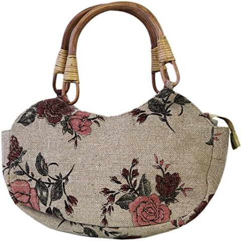 Pink Roses On Canvas Handbag
