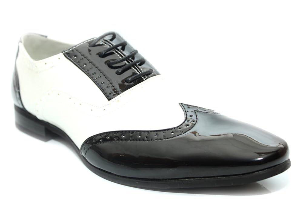 black and white brogues mens