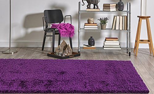 Homedora Solid Shaggy Area Rug Vivid Soft &amp; High Pile, Thick Plush Bedroom Living Dining Kids Shag Floor Rug Purple 4' x 6'