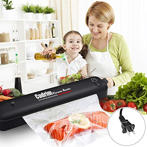 Cadrim Vacuum Sealer with Starter Kit, Automatic and Lightweight Food Sealing Machine for Food Saver and Sous Vide Cooking with 15 Starter Bags