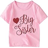 Big Sister Shirt Toddler Girls T-Shirts Promoted to Best Big Sister Announcement Tees Little Kids Mermaid Top White Pink 2-7T