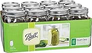 Ball Mason 32 oz Wide Mouth Jars with Lids and Bands, Set of 12 Jars.