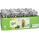 Ball Mason 32 oz Wide Mouth Jars with Lids and Bands, Set of 12 Jars.