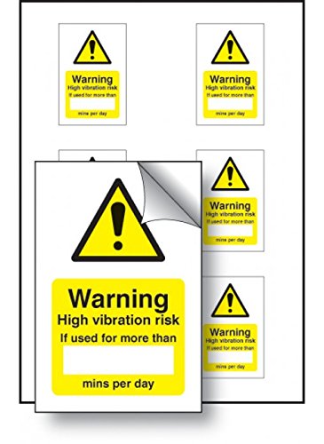 Caledonia Signs 55050 High Vibration Risk if Used Minutes/per Day Sign (Pack of 6)