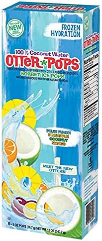 100% Coconut Water Otter Pops Sorbet Ice Pops, 2 Pack (6-2oz Pops)