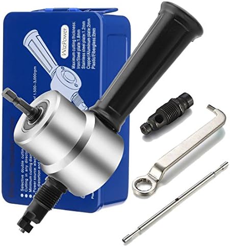 Double Head Metal Sheet Nibbler Cutter,Nibbler Metal Cutting Nibbler Dill Attachment Workshop Tool Kit with Wrench and Extra Nibbler Parts 5PCS Set