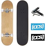 CCS Logo and Natural Wood Skateboard Completes - Fully Assembled (Blank Natural Wood, 7.75)