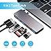 USB C Hub, 6 in 1 Type C Aluminum Hub Adapter MacBook Pro Accessories with 3 x USB 3.0 Ports, TF/SD Card Reader, USB C Port with 40Gb/S Speed, Support for MacBook Pro 13″ and 15″2016-2018