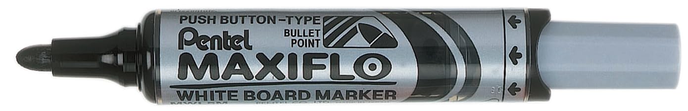 Pentel Maxiflo MWL5M-AO drywipe marker - black, box 12