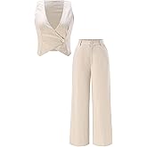 winkbay Women's 2 Piece Going Out Outfits Summer Wrap V Neck Crop Top and Pants Matching Sets