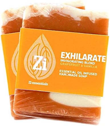 Exhilarate Invigorating Blend (Grapefruit &amp; Vanilla) Hand Made Soap. 2.5oz Block - Zi Essentials (2 count)…
