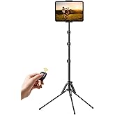 Lamicall Tablet Floor Tripod Stand - 64.9" Tablet Holder Mount with Adjustable Height for Stream/Watching with Bluetooth Remote, Gifts for iPad Pro 12.9/11" Mini, Air, iPhone, 4.7-13" Devices