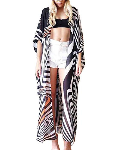 Bestyou women s print chiffon dress kimono cover up swim long bea…