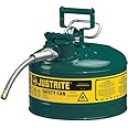 Justrite Type II Accuflow Safety Can, 2.5 Gallons (Green, For Oils)