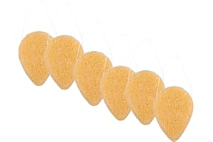 LABRIMP Natural Konjac Facial Cleansing Sponge 6pcs Pack with Charcoal for Gentle Makeup Removal and Oil