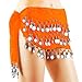 Hip Scarfs for Belly Dancing, 10PCS Hip Scarves with 128-Silver Coins Belly Dance Waist Costume Belt, Chiffon Dangling Belly Dance Sequins Hip Scarf