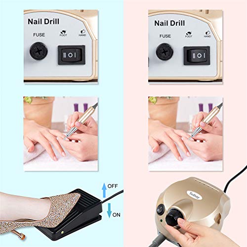 30000RPM Electric Nail File Drill Machine Upgraded Manicure Pedicure Kit with Foot Pedal for Acrylic Nails,Gel Nail,300 Piece Sanding Bands and Nail Drill Bits Accessories - Thumbnail 4