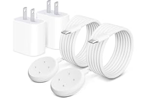 QKCOK 2 Pack Wall Fast Charger for Google Pixel Watch 3, Google Pixel 2 Smart Watch Charger Replacement Charging Cord Adapter Magnetic Google Pixel Smartwatch USB-C Fast Charging Cable Accessories White