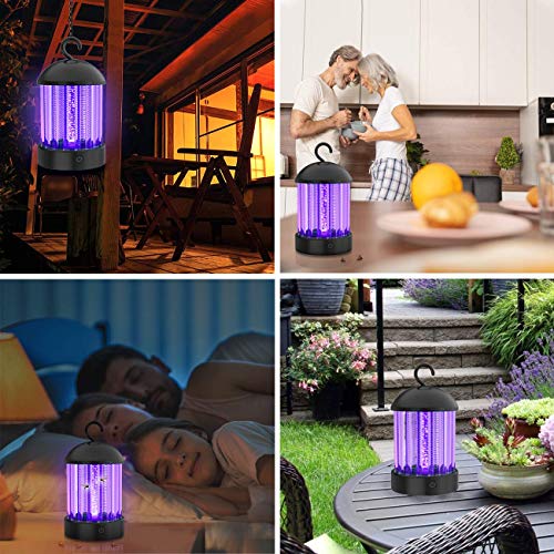 okk Electronic Bug Zapper Indoor and Outdoor, Portable Mosquito Killer Lamp Waterproof IP66 UV Insect Killer Trap with LED for Flies,Pests and Gnats, 2020 Updated Mosquito Light with Button [2-in-1]