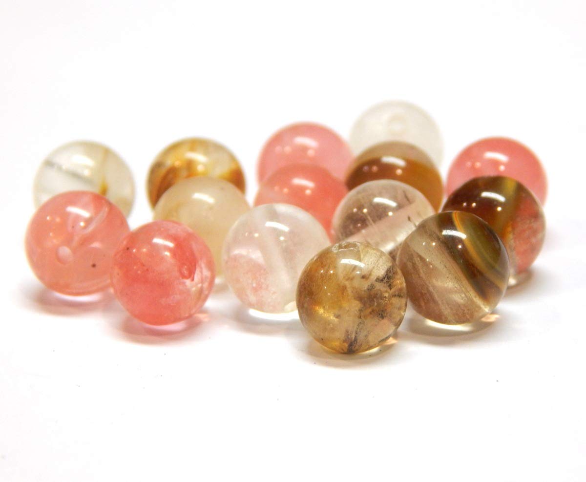 Tigerskin Cherry Quartz Glass Beads Semi-Precious Stone Round 4 mm Loose Gemstone Jewellery Beads Jewellery Design, Craft Accessories, Pearl Necklace, Pack of 25