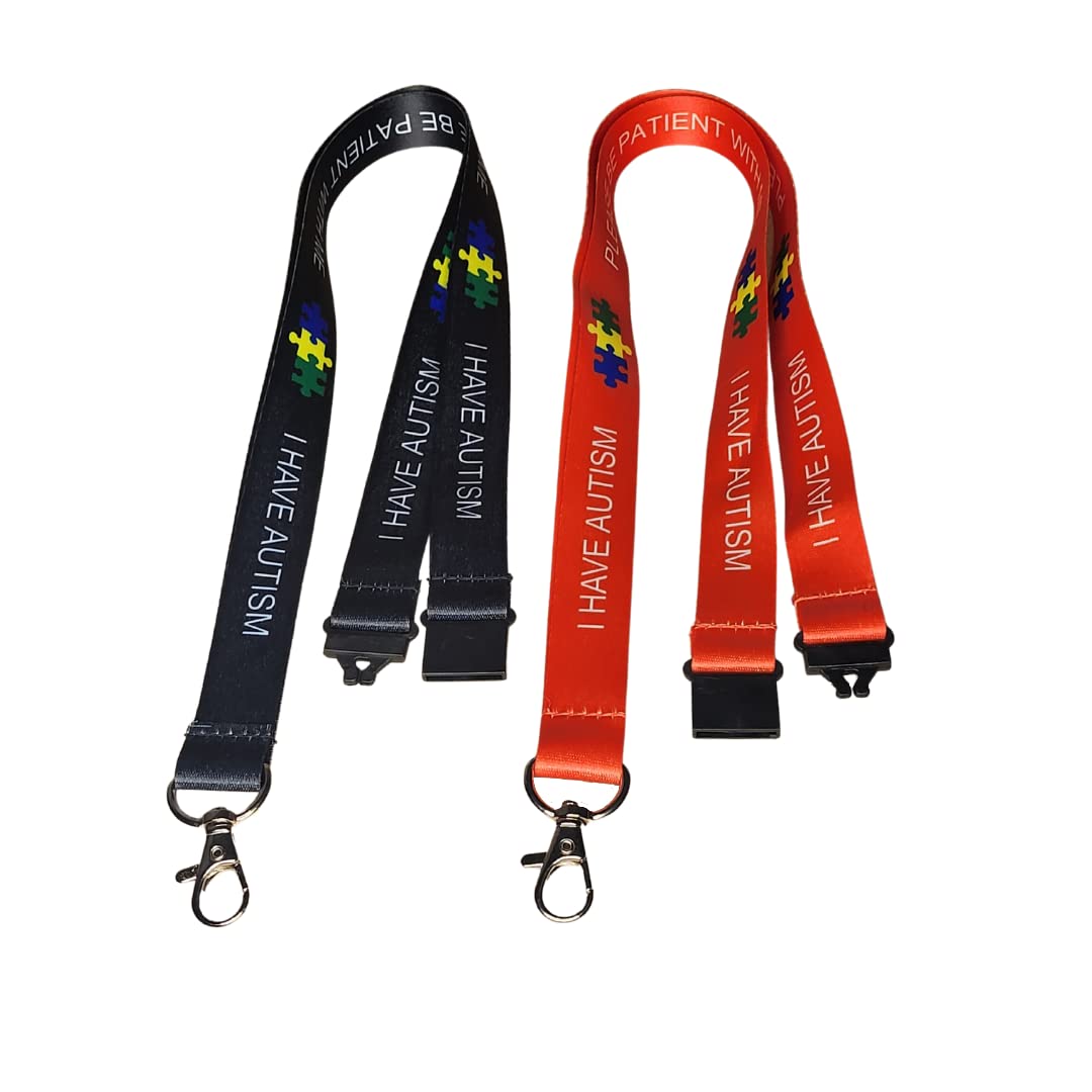 2 Pack I Have Autism Lanyards Awareness Lanyard Adult Travelling Holiday Black Red