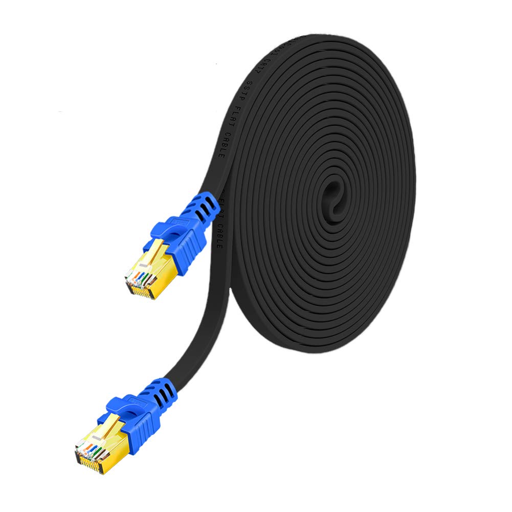 Cat8 Ethernet Cable 10M,LiuTian Flat CAT8 40Gbps 2000Mhz Gigabit RJ45 High Speed Patch Cord with Gold Plated Connector for Switch, Router, Modem, Patch Panel, PC.
