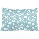 Puppy Dog Paw Prints B Hearts Cotton Pillow Case Standard Size Soft and Cozy Bedding Zipper Closure Pillow Cover-20x26 Inch