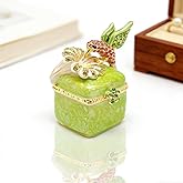 ARGENT FOREST Hummingbird Trinket Box Hand Painted Enamel Bird Figurines Hinged Jewelry Boxes Jewelry Ring Box Earrings Organizer Home Decor Gifts (Green)