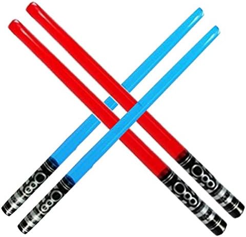 Kids Inflatable Play Light Saber (4 Pack-2 Red & 2 Blue)