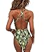 Lady Novelty Trending Halter Bandage Tie Swimwear High Cut Key-Hole Peacock Pattern Boho One Piece Bikini Bathing Suit