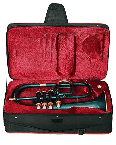 PROFESSIONALS FLUGEL HORN 4 VALVE Bb PITCH GREEN COLORED W/CASE AND MOUTHPIECE - Thumbnail 4
