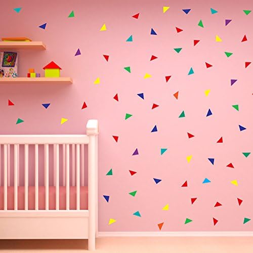 Polka Triangles Wall Stickers Rainbow multicolour 50mm 240pcs Decal Children Kids Vinyl Art home Decor spots Mural