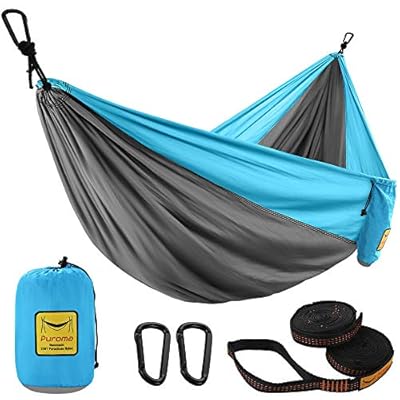 Puroma Camping Hammock Single & Double Portable Hammock Ultralight Nylon Parachute Hammocks with 2 Hanging Straps for… 515M2cvAfwL