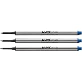 Lamy M66 3-pack metal rollerball refill with large capacity - Original replacement refill for all rollerball pens without cap - Document-proof - Medium line width in blue ink