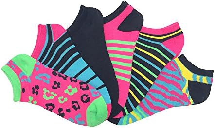 [954494-Assorted-9.11] Women's 6 Pack Fun Patterns &amp; Colors No Show Liner Socks
