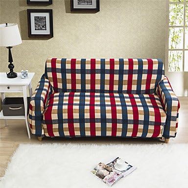 QTLI Red Plaid all inclusive multifunctional sofa Sofa Slipcover stretch fabric with elasticity a solid color , loveseat