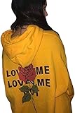 Dellytop Rose Print Lightweight Long Sleeve Oversize Pullover Hoodie Sweatshirts