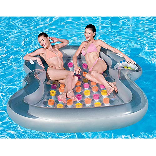 Aegilmc Inflatable Pool Float Island, Thicken Floating Bed on The Water Lounge Chair, Clear Outdoor Child Air Row Toy for Adult and Kids 85" 70"
