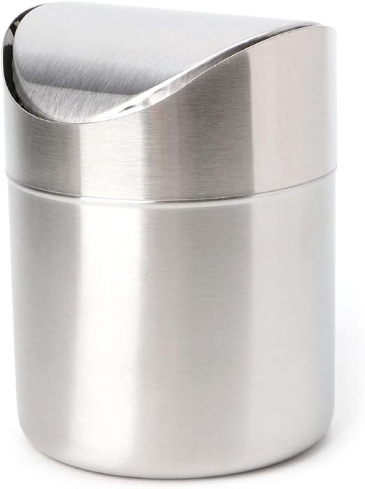 Amazon Com Oranmay Stainless Steel Desk Trash Bin Countertop