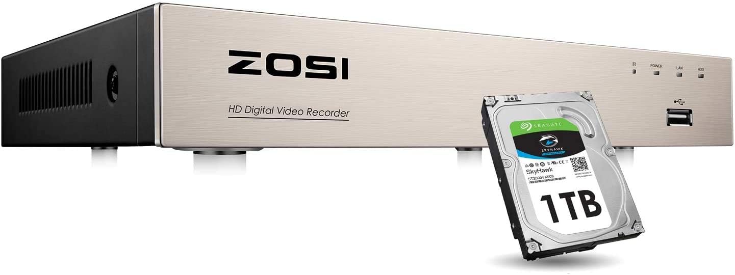 ZOSI 4CH 1080P HD TVI Security CCTV System Digital Video Recorder with