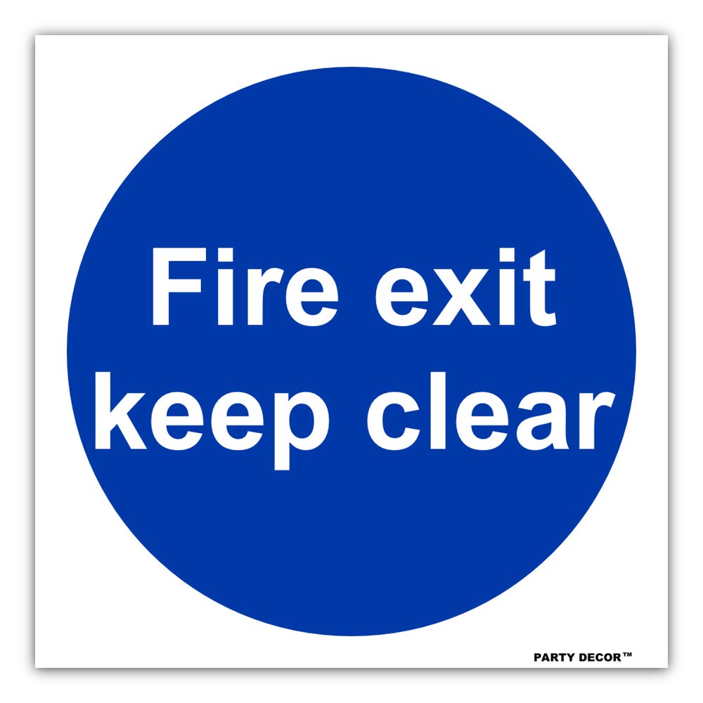 4 x safety sign - Fire Exit Keep Clear - self adhesive weather proof vinyl sticker label - 10cm x 10cm (MPN5064)