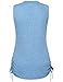 Sleeveless Tops for Women, Messic Women's Drawstring Sides Shirring Button V Neck Shirt Top L Blue