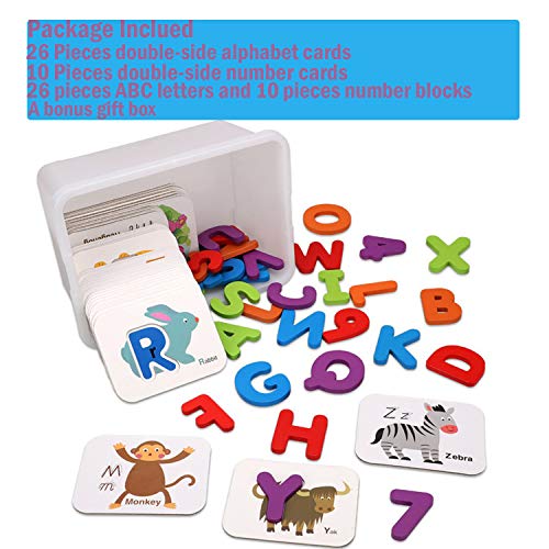 Wondertoys Wooden Alphabet and Number Puzzles Matching Letter Games Preschool Educational Toys Gift with 36 Flashcards and 36 Wooden Puzzles - Thumbnail 5