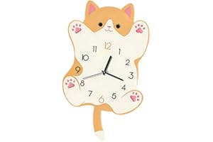 Generic Cat Wall Clock Decorative Clock, Gift, Wall Decoration Ornament Funny with Wagging Tail Cute for Kids Room Kitchen Ho