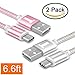 USB Type C, TekSonic [2 Pack] [Rose Gold - Silver] 6.6 Ft/2M Extra Long Braided USB-C to USB A cable charger sync cord for Macbook 12 inch, Pixel, LG G5, G6, Asus AiO, Nintendo Switch, Galaxy S8 Plus