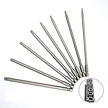 JTENG 8 Stück 150mm Torx Bits Schraubendreher Set Extra lang und magnetisch T8-T40 1/4 Zoll Sechskant Schaft Elektrische Schr