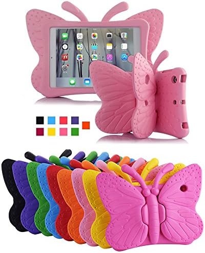 Bniiy Ipad Mini 1 2 3 4 Case,ShockProof Protective Heavy Duty Cover with Stand Case for Kids and Children Non-toxic Lightweight EVA Foam Cute Cartoon Butterfly Design For Ipad Mini 1 2 3 4(pink)