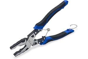 4-in-1 Linesman Pliers with Stripper and Crimper Multifunction Compound Linemans Pliers with Spring Loaded and Safety Lock Si