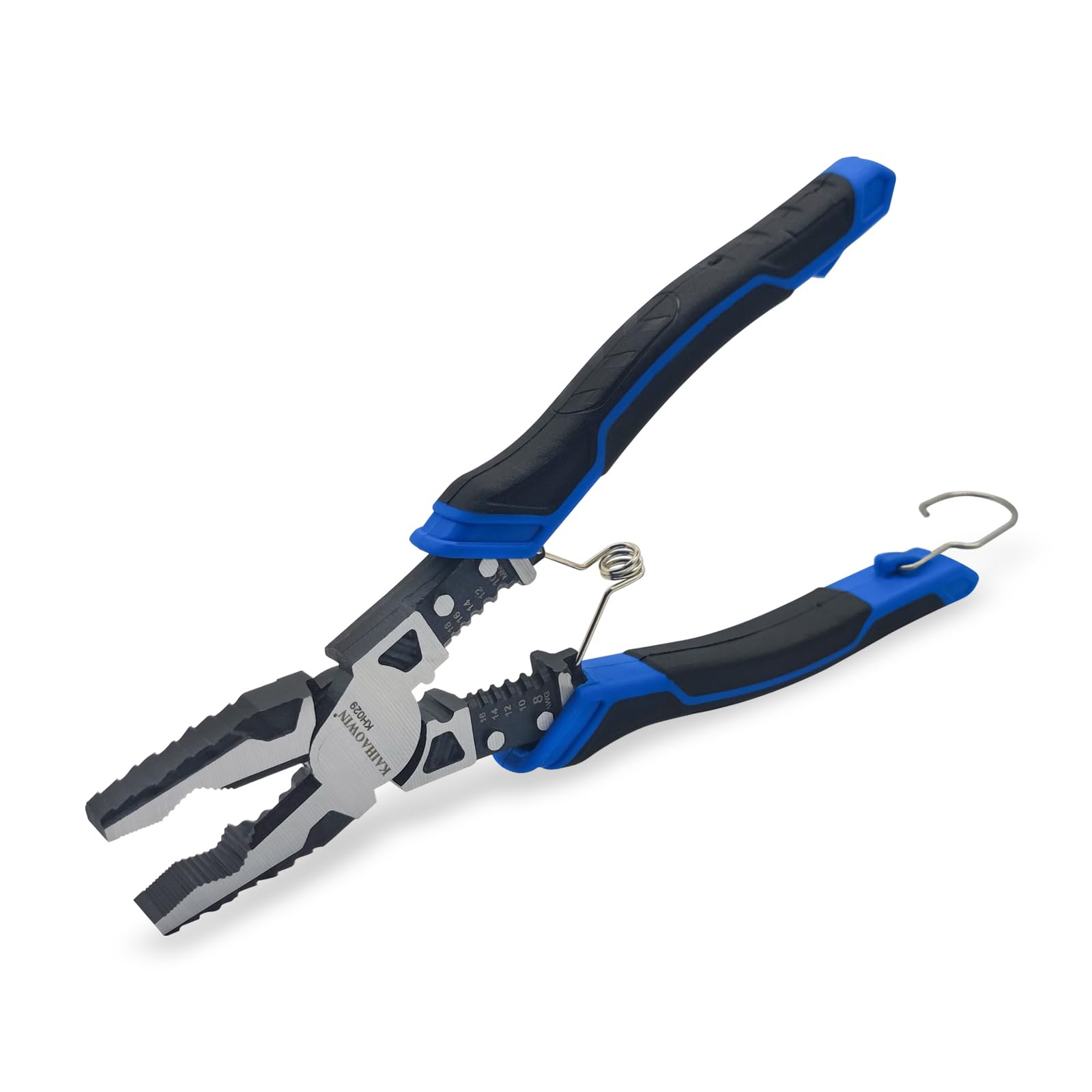 4-in-1 Linesman Pliers with Stripper and Crimper Multifunction Compound Linemans Pliers with Spring Loaded and Safety Lock Side Cutters Heavy Duty for Electrician and Homes