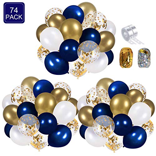 Navy Blue And Gold Confetti Balloons Party Decoration Supplies